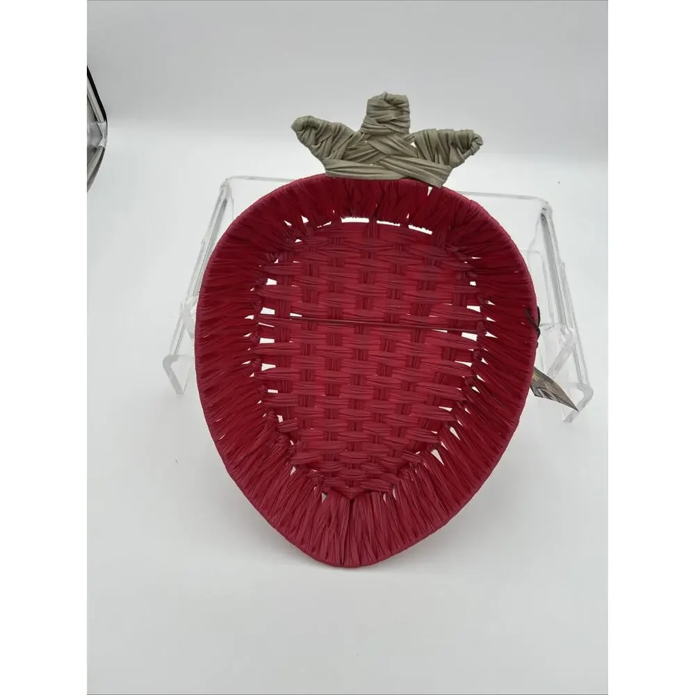 Nwt RGI Home Decorative Display Strawberry Shaped Basket Red/Green Cottage Core